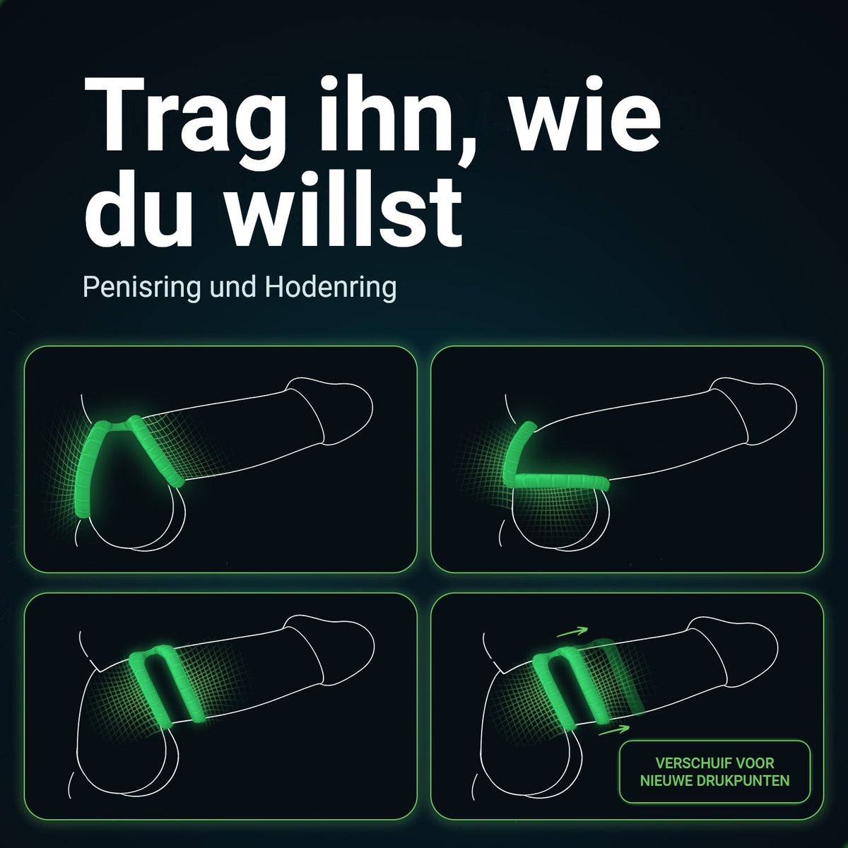 Glowloop Dual Cockring: Tragemöglichkeiten als Penisring und Hodenring