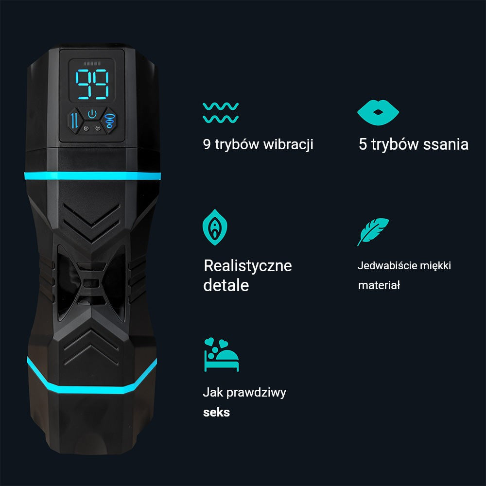Infografika Kate: 9 trybów wibracji, 5 trybów ssania, realistyczne detale i jedwabiście miękki materiał