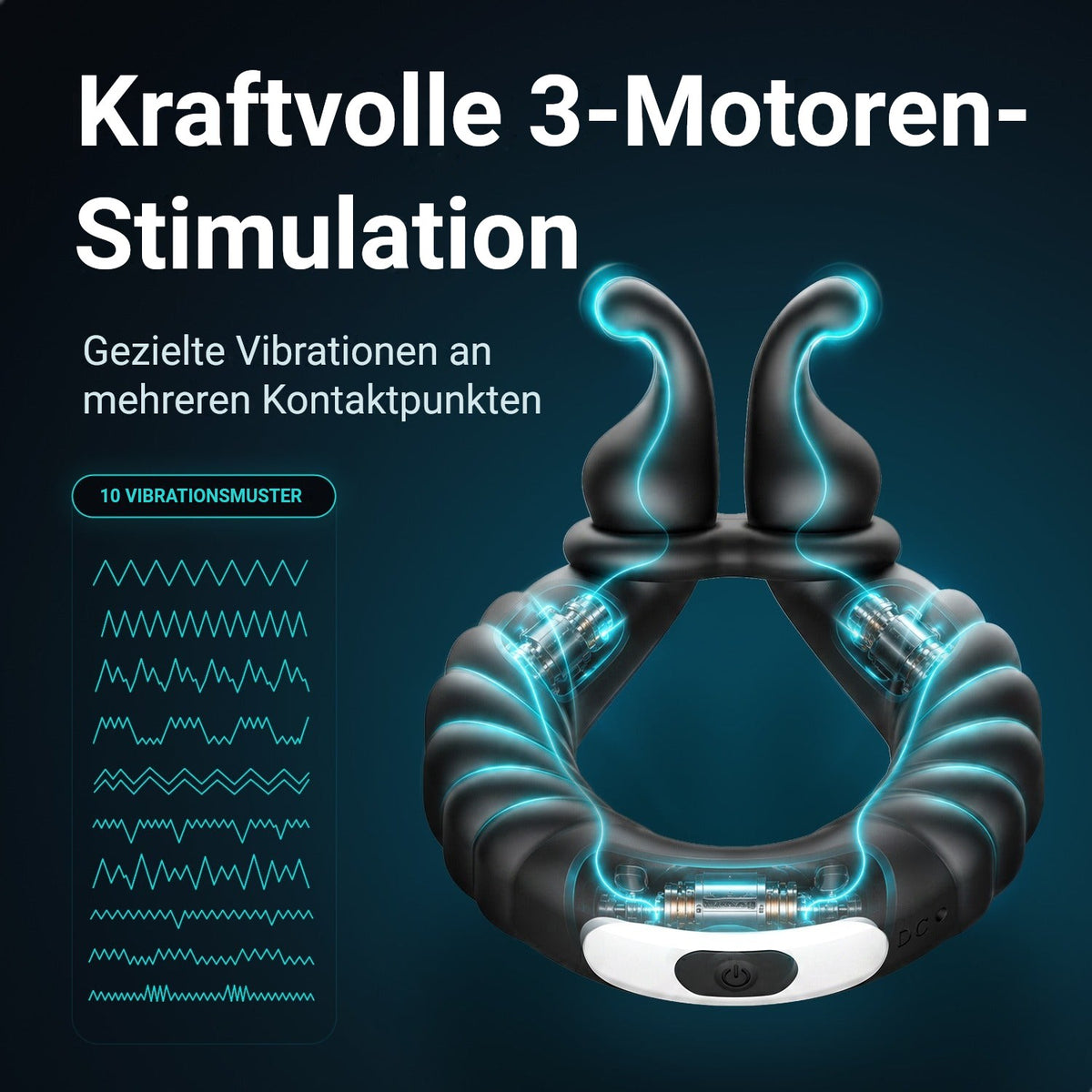 Ultrapulse Penisring: 3 Motoren und 10 Vibrationsmodi für mehrere Kontaktpunkte