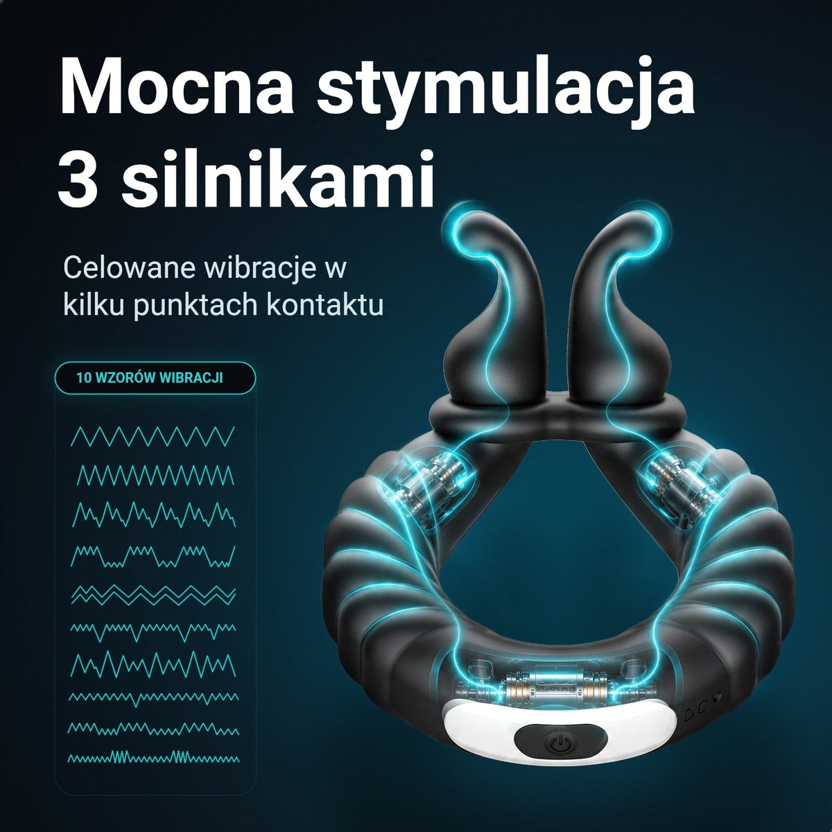 Pierścień erekcyjny Ultrapulse: 3 silniki i 10 wzorów wibracji dla wielu punktów kontaktu