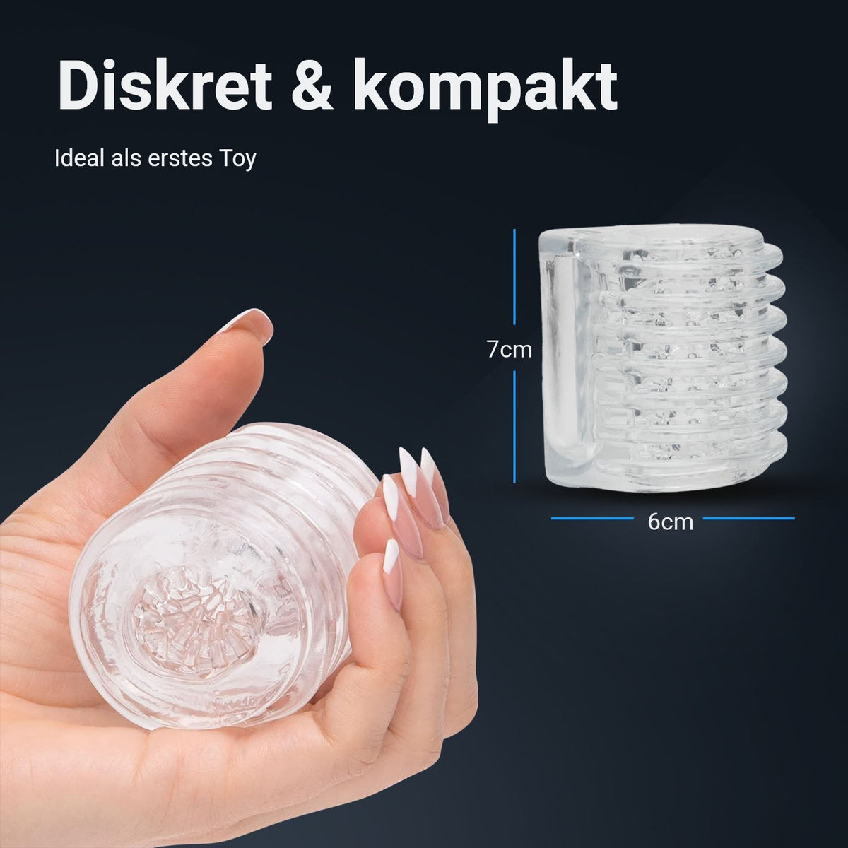 Pocket Shot Masturbator: diskret und kompakt, 7 cm hoch und 6 cm breit