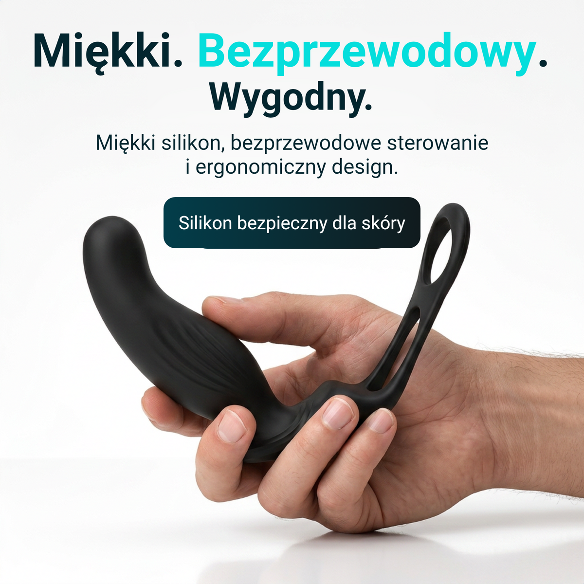 Heatstim Pro: miękki silikon bezpieczny dla skóry, sterowanie bezprzewodowe, w dłoni