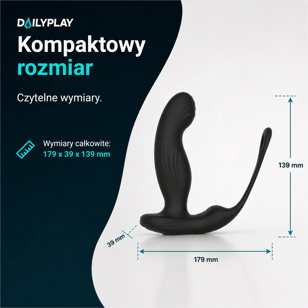 Wymiary Heatstim Pro: 179 x 39 x 139 mm