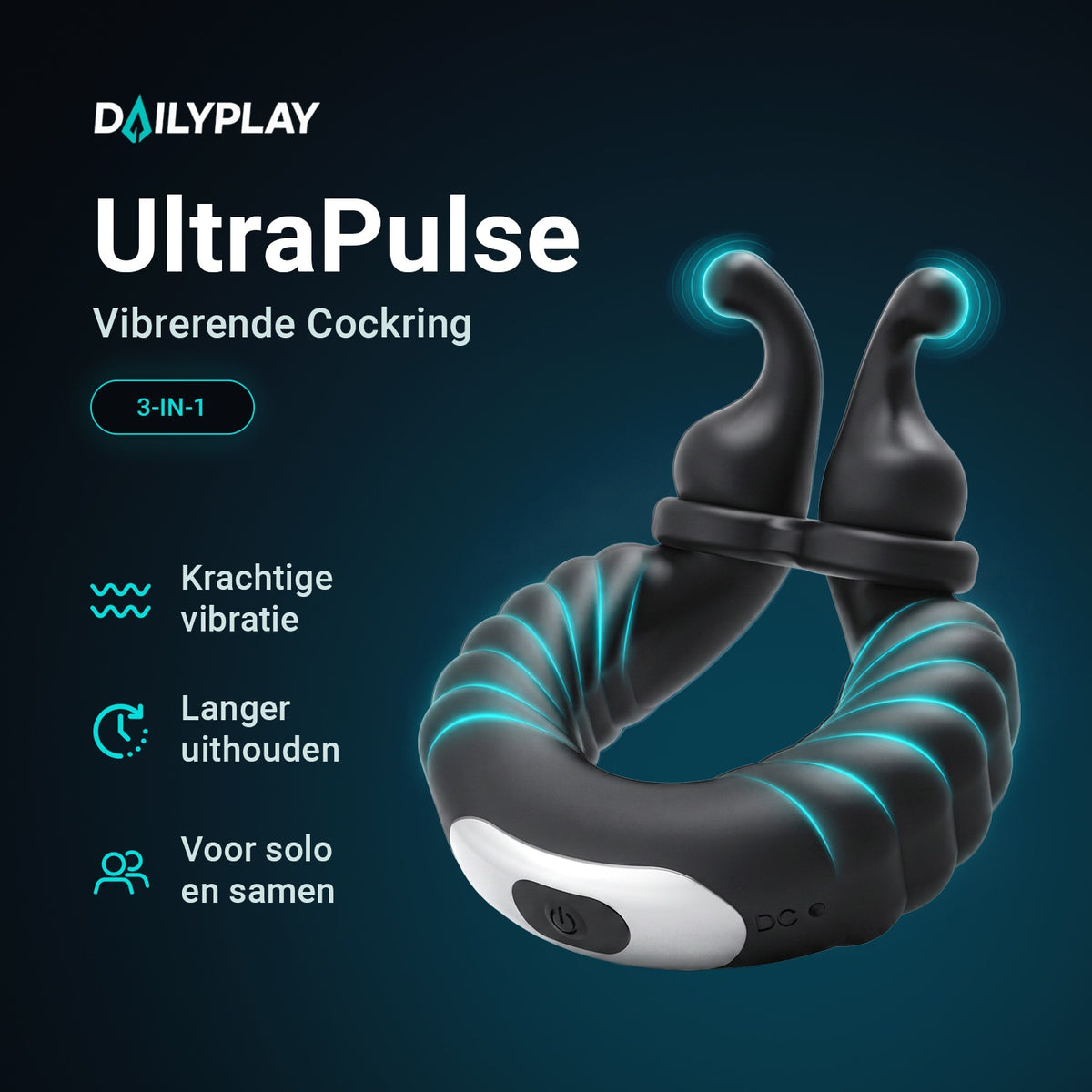 Ultrapulse vibrating cock ring 3-in-1: powerful vibration, last longer, solo or with a partner