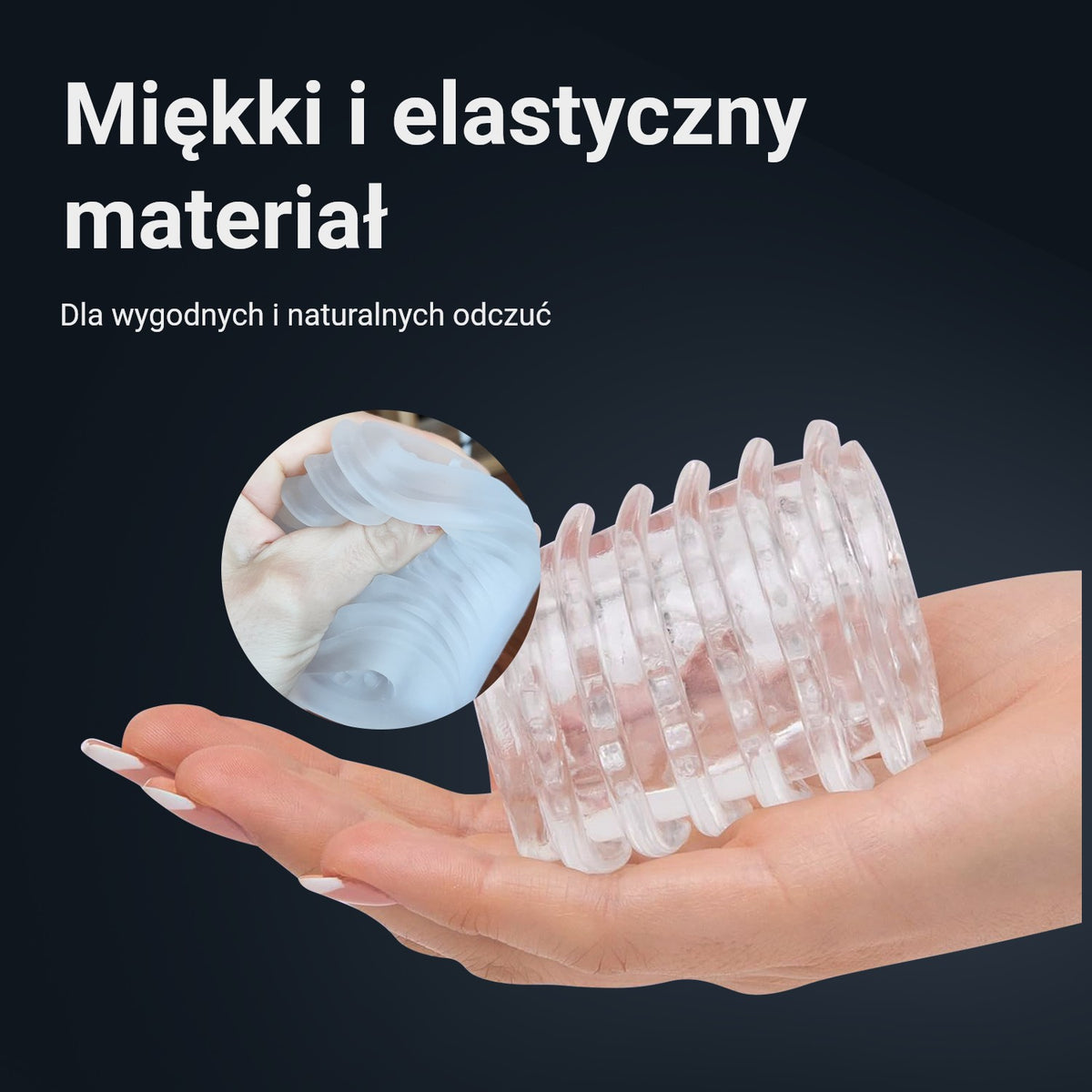 Masturbator Pocket Shot z miękkiego i elastycznego materiału, leżący na dłoni