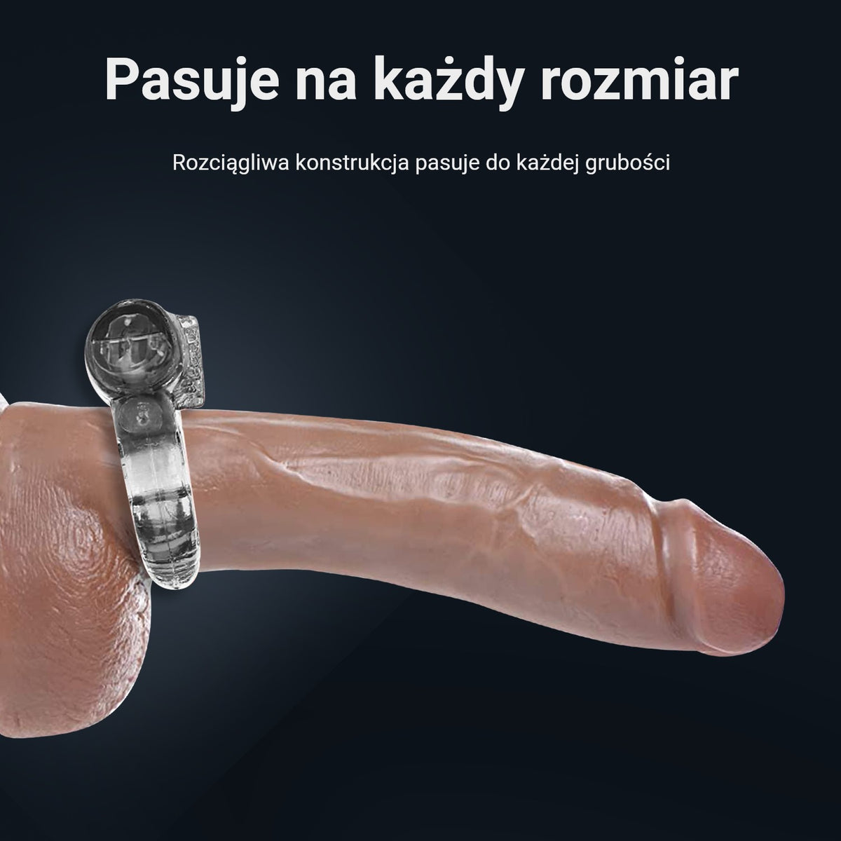 Wibrujący pierścień erekcyjny na dildo: rozciągliwa konstrukcja, pasuje na każdy rozmiar