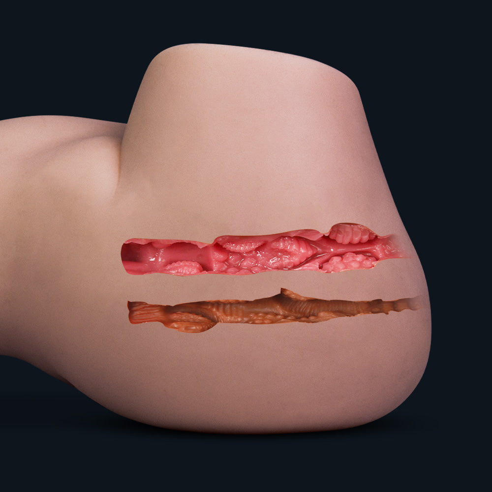 Cross-section of sex doll Sara showing the ribbed inside of the channels
